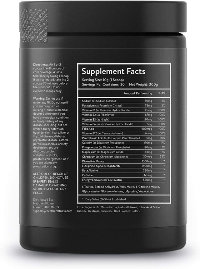 New. Inferno Nitric Oxide Pre-Workout Powder, 175 Mg of Caffeine, 450 Mg of Energy/Focus/Endurance Matrix, Honeydew Watermelon, 30 Servings