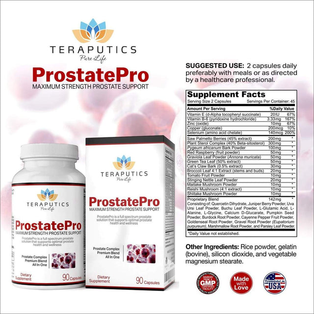 Prostatepro - 33 Herbs Saw Palmetto Prostate Health Supplement for Men | Non GMO Prostate Support Bladder Control Pills to Reduce Frequent Urination & DHT Blocker to Prevent Hair Loss, 90 Capsules