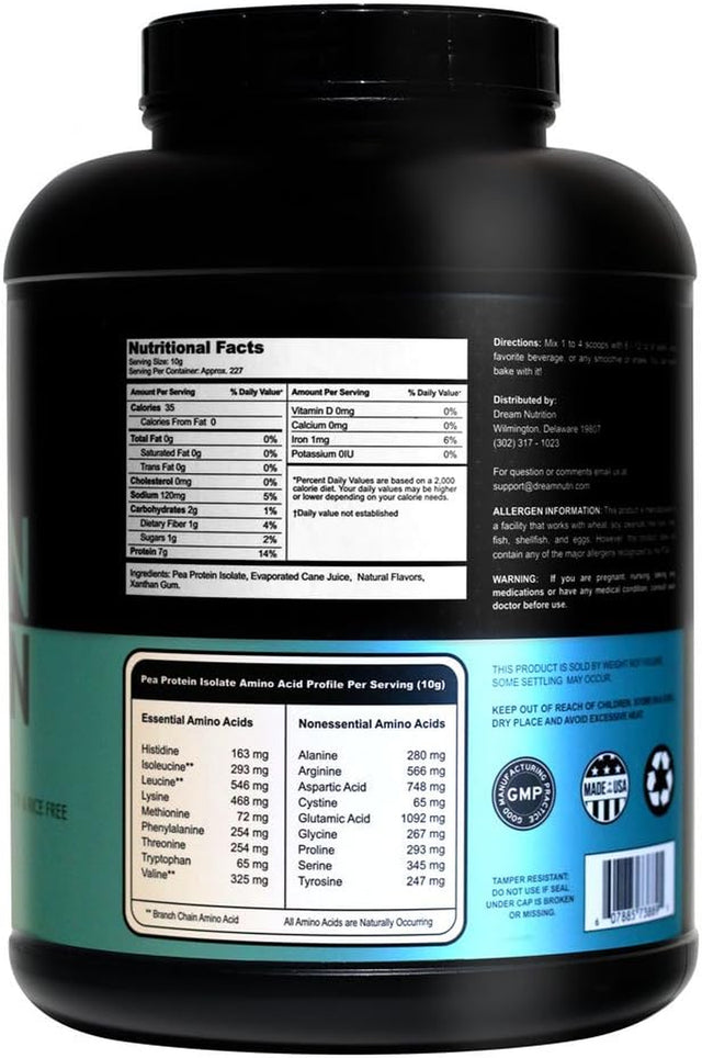 Clean Pea Protein Powder Vanilla | Vegan, All Natural, Non-Gmo, Gluten Free | 5Lbs up to 227 Servings