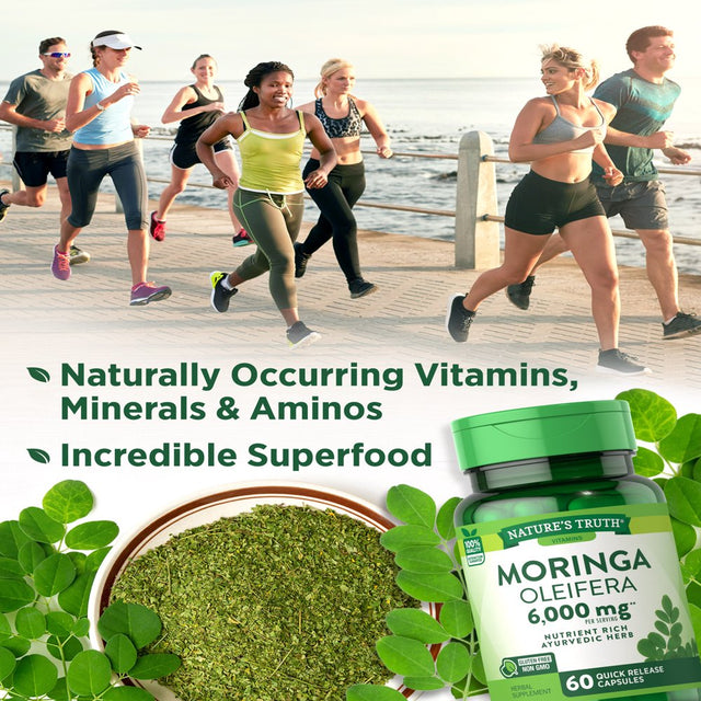 Nature'S Truth Moringa Capsules 1000Mg | 60 Count | Complete Green Superfood | from Moringa Oleifera Leaf Powder | Non-Gmo, Gluten Free