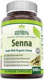 Herbal Secrets Natural Senna 500 Mg per Serving 120 Veggie Capsules | Non-Gmo | Gluten Free | Made in USA | Suitable for Vegetarian