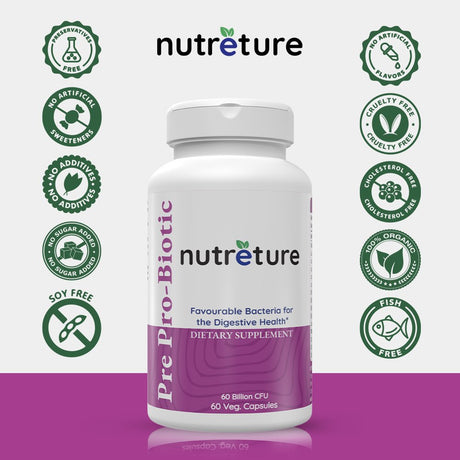 NUTRETURE 60 Billion Probiotics for Men | 60 Capsules Mens Probiotic Supplement | Prebiotics for Gut Health | Probiotics for Digestive Health