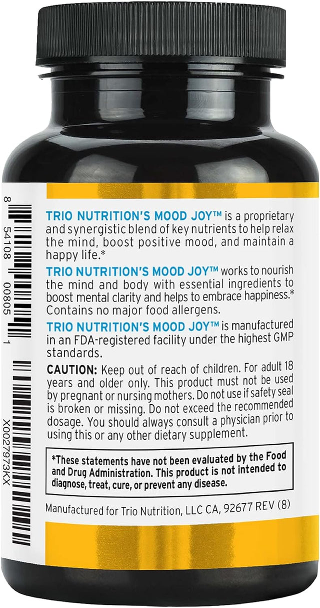 Trio Mood Joy | Premium 5-HTP, St Johns Wort, Ashwagandha & Turmeric | Ashwagandha Capsules to Promote Natural Calm & Relaxed Mood* | Mood Support Supplement* | 60 Day Supply