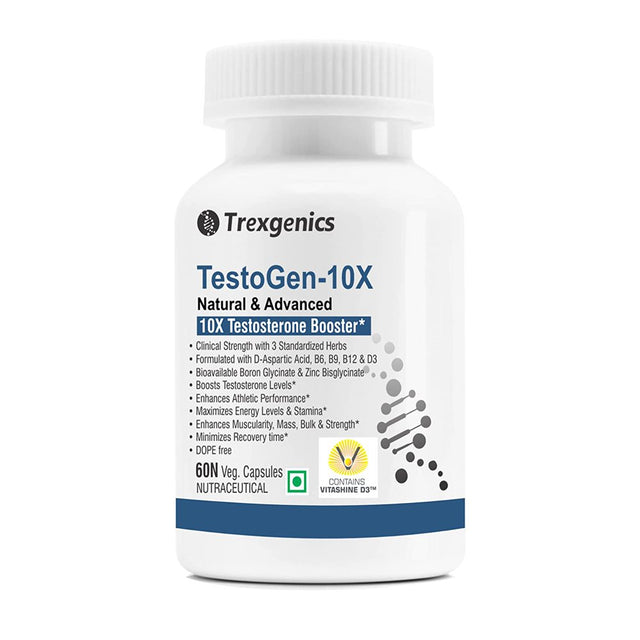 Trexgenics Testogen-10X Synergistic Testosterone Booster 60 Veg Capsules