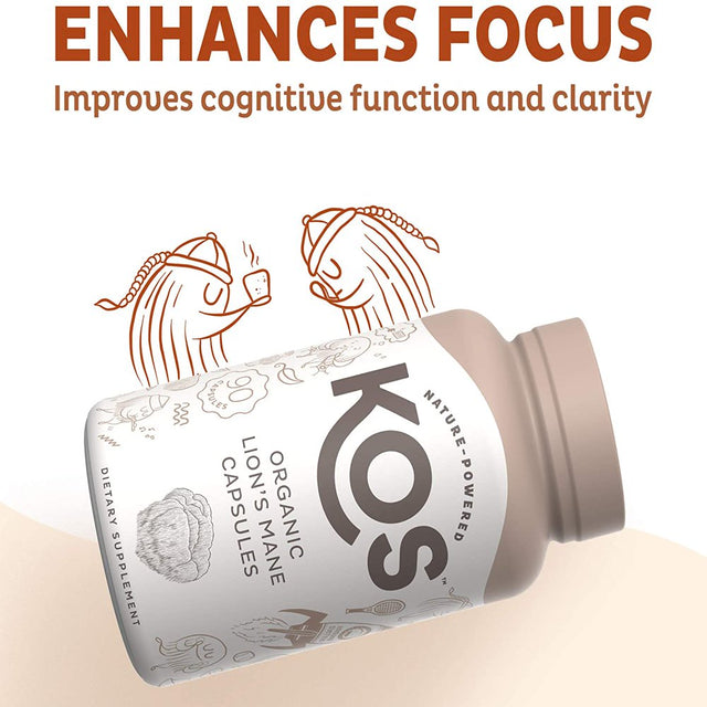 KOS Organic Lion'S Mane Mushroom Capsules, 1500Mg, 90 Count