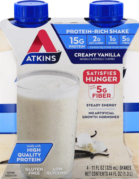 Atkins Ready to Drink Shake, Creamy Vanilla (Pack of 4)4