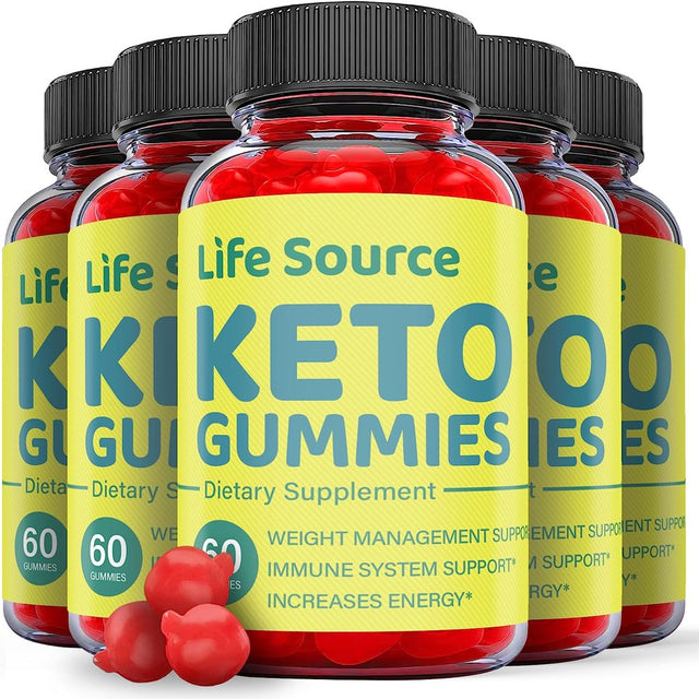 (5 Pack) Life Source Keto ACV Gummies - Supplement for Weight Loss - Energy & Focus Boosting Dietary Supplements for Weight Management & Metabolism - Fat Burn - 300 Gummies