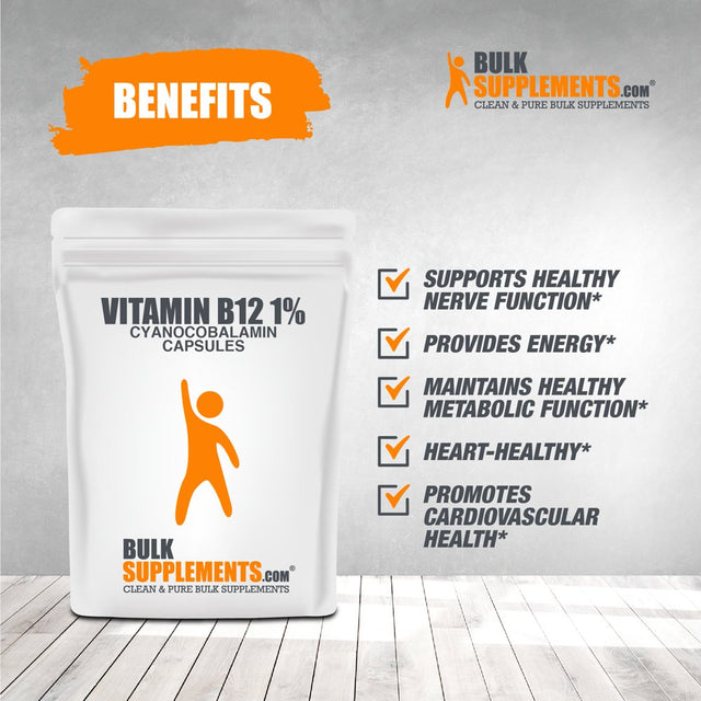 Bulksupplements.Com Vitamin B12 1% (Cyanocobalamin) Powder - B12 Vitamins - Vegan Vitamin - Vitamin B12 Supplements (100 Grams - 3.5 Oz)