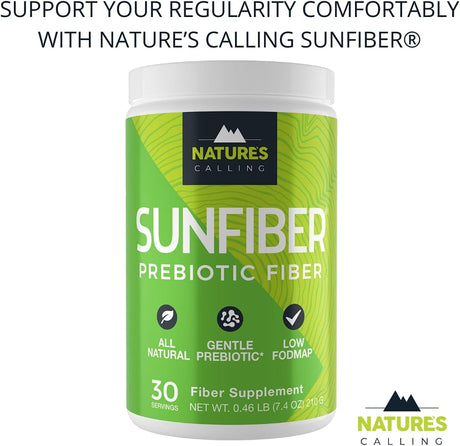 NATURE'S CALLING All-Natural Fiber Supplement | Gentle | Non-Gmo | Low-Fodmap | Sunfiber | Prebiotic, 30 Servings (7.4 Oz)