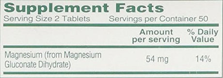 Mag-G Magnesium Gluconate Dietary Supplement Tablets, 100 Count