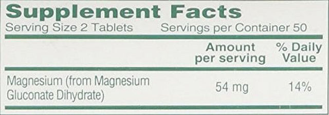 Mag-G Magnesium Gluconate Dietary Supplement Tablets, 100 Count