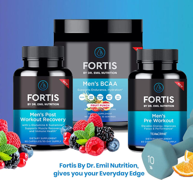 DR EMIL NUTRITION Fortis Post-Workout Recovery Capsule for Men with L-Glutamine and Sustamine to Support Muscle Recovery & Immune Health, 30 Servings