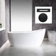 WOODBRIDGE 67"Freestanding White Acylic Soaking Bathtub with White Pillow,Drain and Overflow in Matte Black,Bta1508 -Mb-Drain &O+ Pillow