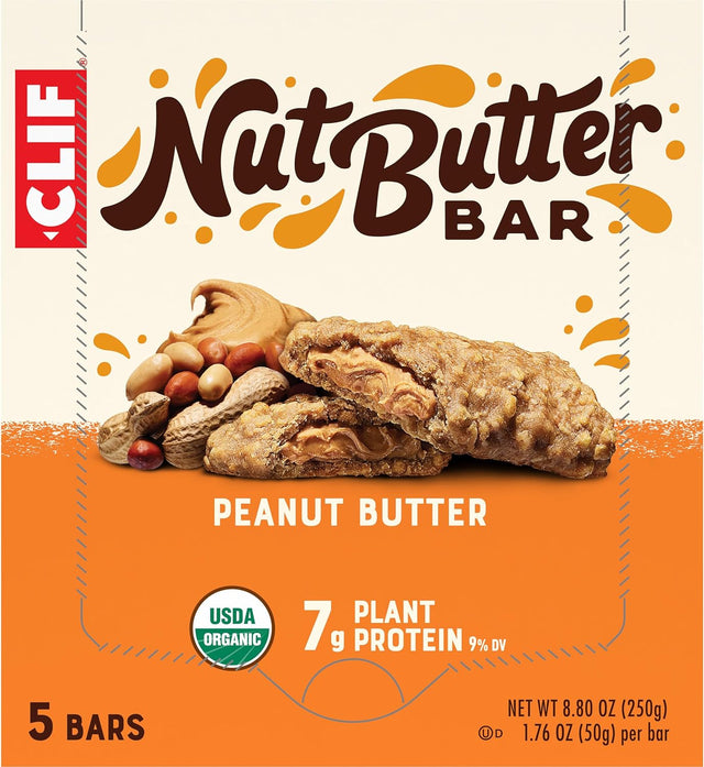 CLIF Nut Butter Bar - Peanut Butter - Filled Energy Bars - Non-Gmo - USDA Organic - Plant-Based - Low Glycemic - 1.76 Oz. (5 Pack)