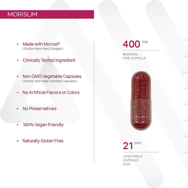 Anew Vita Morislim with Morosil: Antioxidant & Nutrition Supplement for Men & Women | Healthy Weight Management & Vitality | Moro Red Orange | Non-Gmo, Gluten Free, 60 Vegetable Capsules | USA