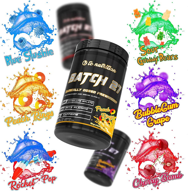 Batch 27 Pre Workout Powder - 8G Citrulline, 3.5G Beta Alanine, 2.5G Betaine, 325Mg Caffeine | Instant Energy, Focus, Pumps, Strength | Nitric Oxide Booster & Powerful Preworkout 20Sv Bubblegum Grape