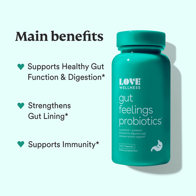 Love Wellness Gut Feelings Probiotics for a Healthy Gut & Immunity, 30 Ct