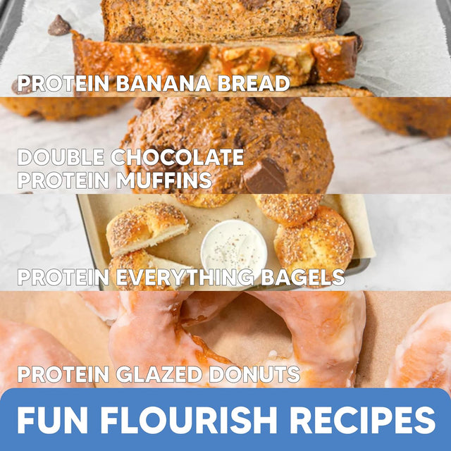 Flourish - Protein Pancake & Waffle Mix, Whey Protein Isolate & Flax Seed, Non-Gmo, No Added Sugar, Superfood, High Protein & Fiber, Just Add Water - Vanilla, 16Oz