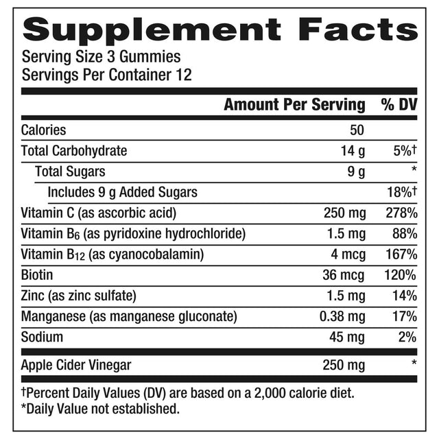 Emergen-C Vitamin C and Apple Cider Vinegar Gummies, Dietary Supplement for Immune Support - 36 Ct