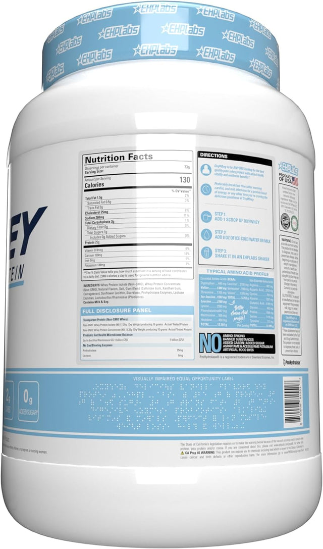 Ehplabs Oxywhey Whey Protein Isolate Powder - 25G of Whey Isolate Protein Powder, Meal Replacement Shake, Sugar Free Protein Powder - 25 Serves (Vanilla Ice-Cream)