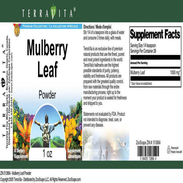 Terravita Mulberry Leaf Powder, (1 Oz, 1-Pack, Zin: 513884)