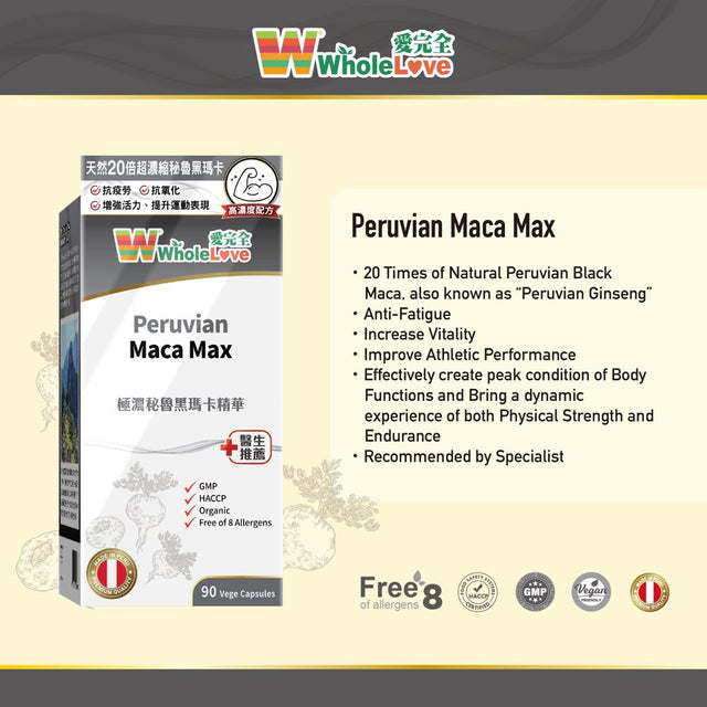 NOTO Wholelovemed Pervian Maca Max Black Maca Root, Gelatinized Maca Root Extract Supplement from Peru, Natural Pills to Support Men and Women Health & Pure Energy, Non-Gmo, 90 Capsules