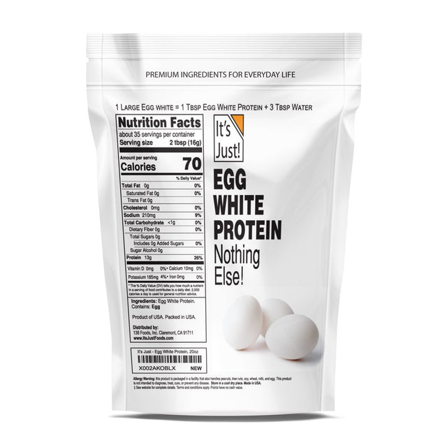 It'S Just - Egg White Protein Powder, Dried Egg Whites Protein, Meringue Ingredient, Non-Gmo, USA Farms, Unflavored (20Oz)