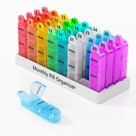 Zoksi Monthly Pill Organizer 3 Times a Day, One Month Pill Box, 30 Day Rainbow Pill Case for Elderly,Daily Medcine Container for Vitamins,Supplement & Medication