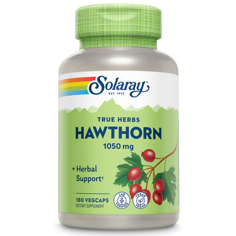 Solaray Hawthorn Berry 1050Mg | Healthy Cardiovascular Function & Normal, Healthy Circulation | Whole Berry | Non-Gmo & Vegan | 180 Vegcaps