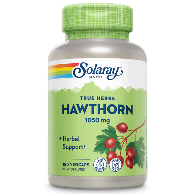 Solaray Hawthorn Berry 1050Mg | Healthy Cardiovascular Function & Normal, Healthy Circulation | Whole Berry | Non-Gmo & Vegan | 180 Vegcaps