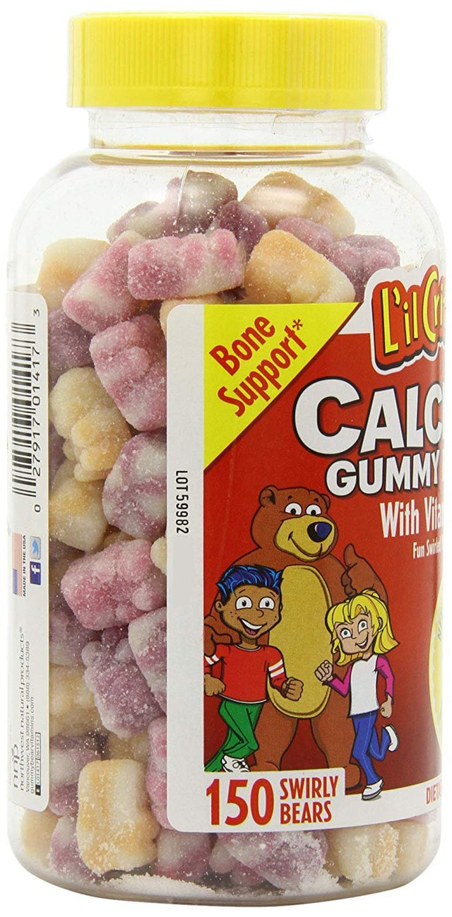 L'Il Critters Calcium Gummy Bears with Vitamin D3, 150 Count