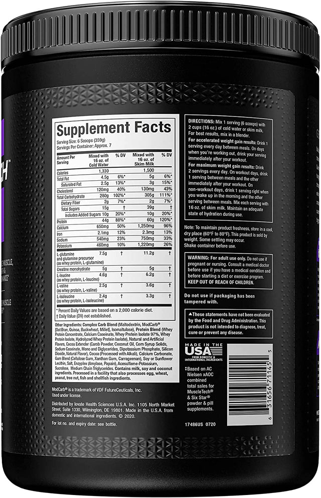 Mass Gainer Muscletech 100% Mass Gainer Protein Powder Protein Powder for Muscle Gain Whey Protein + Muscle Builder Weight Gainer Protein Powder Creatine Supplements Chocolate, 5.15 Lbs