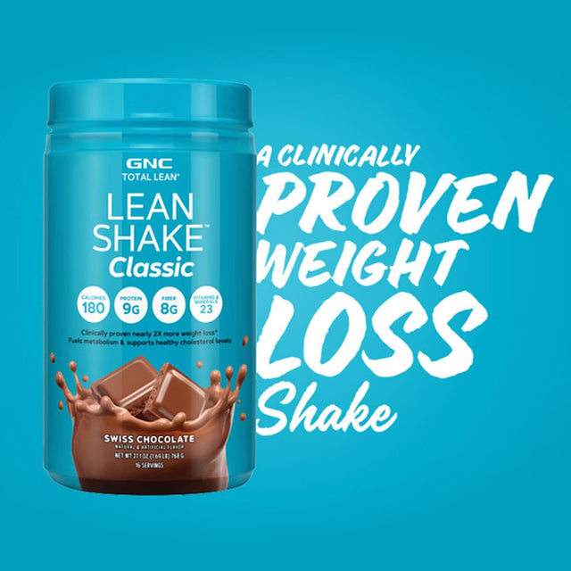 GNC Total Lean | Lean Shake 25 Protein Powder | High-Protein Meal Replacement Shake | Swiss Chocolate | 16 Servings