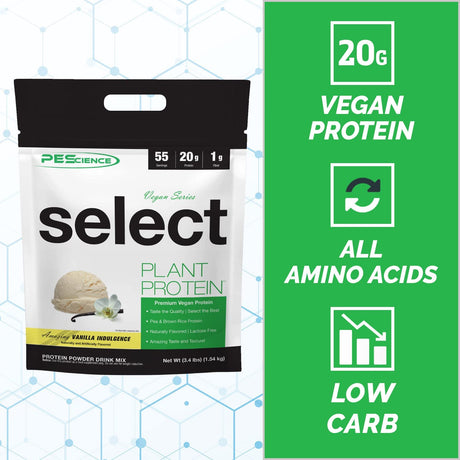 Pescience Select Vegan Plant Based Protein Powder, Vanilla, 55 Serving, Premium Pea and Brown Rice Blend