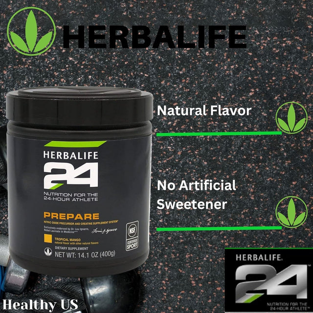 Herbalife HERBALIFE24 Prepare: Tropical Mango (400 G), Nutrition for the 24-Hour Athlete, Nitric Oxide Precursor and Creatinine Supplement System, Natural Flavor, No Artificial Sweetener