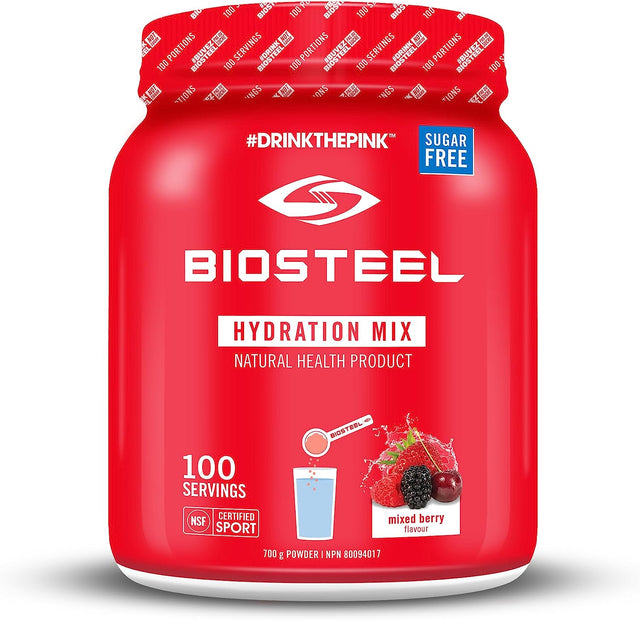 Biosteel Hydration Mix, Great Tasting Hydration with Zero Sugar, and No Artificial Flavours or Preservatives, Mixed Berry Flavour, 100 Servings per Tub