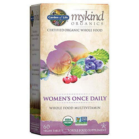 Garden of Life Multivitamin for Women - Mykind Organics Women'S Once Daily Multi - 60 Tablets, Whole Food Multi with Iron, Biotin, Vegan Organic Vitamin for Women'S Health, Energy Hair Skin