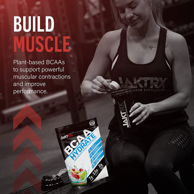 JAKTRX BCAA Hydrate - Premium Branched Chain Amino Acids & Hydration Formula - 7G Bcaas, 2:1:1 Ratio, 3.5G Leucine, 2G Coconut Water, Caffeine-Free, Electrolytes - 30 Servings (360G) - Cherry Limeade