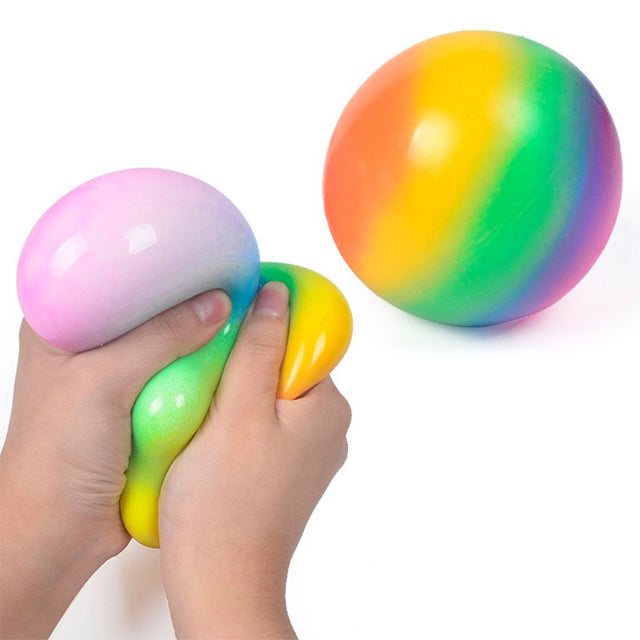 Colorful Rainbow Stress Balls Soft Foam TPR Squeeze Squishy Stress Relief Balls