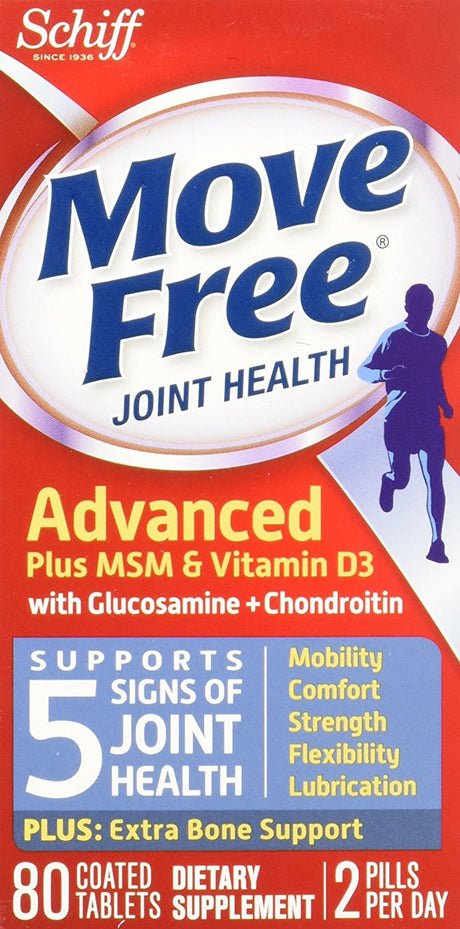 Move Free Advanced plus MSM and Vitamin D3, 80 Tablets - Joint Health Supplement with Glucosamine and Chondroitin