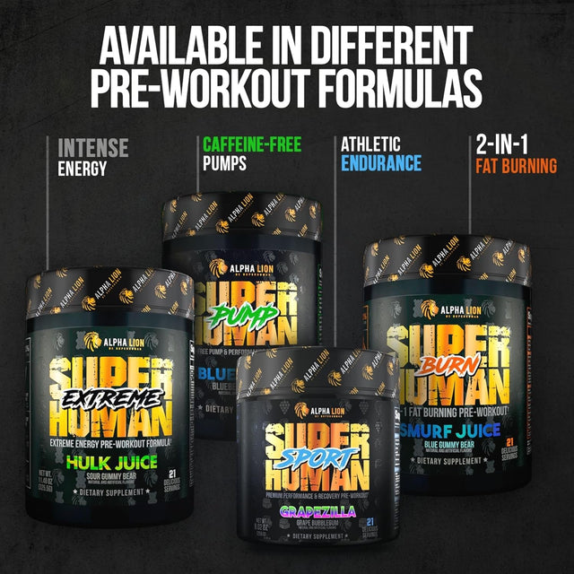 ALPHA LION Superhuman Pre Workout Powder, Beta Alanine, L-Taurine & Tri-Source Caffeine for Sustained Energy & Focus, Nitric Oxide & Citrulline for Pump (21 Servings, Miami Vice)