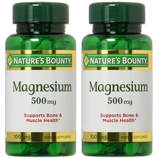 Natures Bounty Magnesium 500Mg, 100 Count, Pack of 2