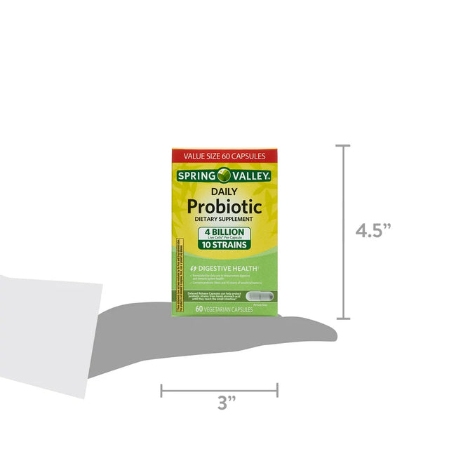 Spring Valley Daily Probiotic Supplement Delayed-Release Capsules, Digestive Concerns, 60 Count