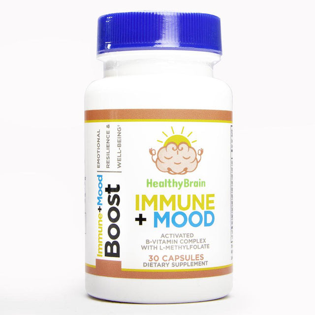 Healthybrain Immune + Mood Boost 30 Days Vitamin B1, B2, B3, B5, B6, B9, B12, Zinc, Selenium, N-Acetyl-Cysteine (NAC)