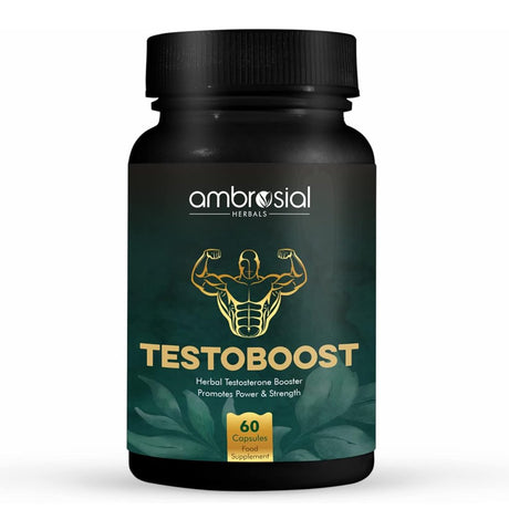 Ambrosial Testoboost Ultra Premium Herbal Testosterone Booster for Men | Blend of 3 Natural Herbs Testosterone Supplements for Men|60 Vegan Capsules