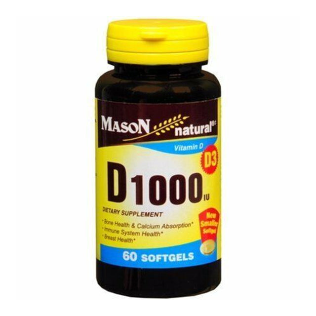 Mason Natural D1000 IU Vitamin D, 60 Softgels, 4 Pack