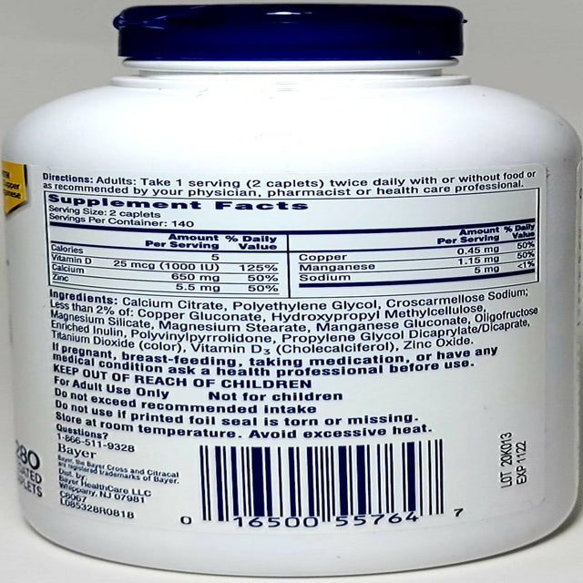 Citracal Calcium Supplement Maximum plus + D3. 280 Coated Caplets Each Bottle. Pack of 2 Bottles.