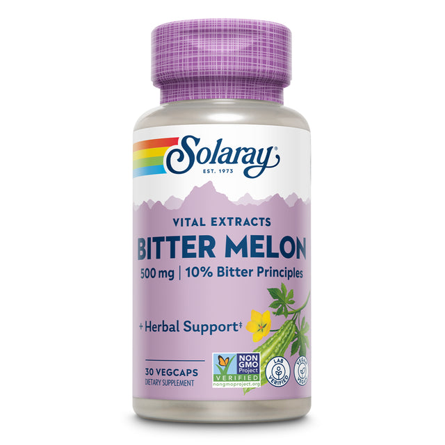 Solaray Vital Extracts Bitter Melon - 30 Vegcaps - 500 Mg - 10% Bitter Principles - Vegan - 30 Servings