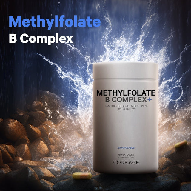 Codeage Methylfolate B Complex, Riboflavin, 2-Month Supply, Vitamins B6 & B12, 5 MTHF, Methylation, 120 Ct