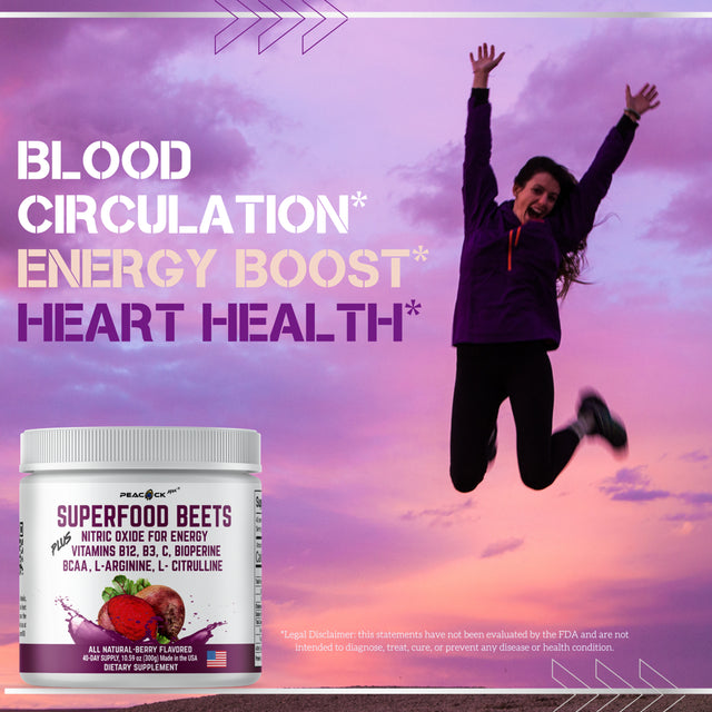 Superfood BEETS + Nitric Oxide Vitamins B12 B3 C Bioperine BCAA L Arginine L-Citrulline W